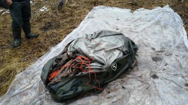 Палатка "Берег", охота в Сибири, ночью прошел ливень смыл снег. смотреть онлайн