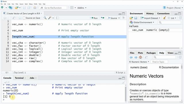 How to Create a Vector of Zero Length in R (Example) | Creating Empty Numeric, Character & Factor