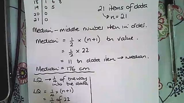Median and Quartiles from a Stem and Leaf Diagram