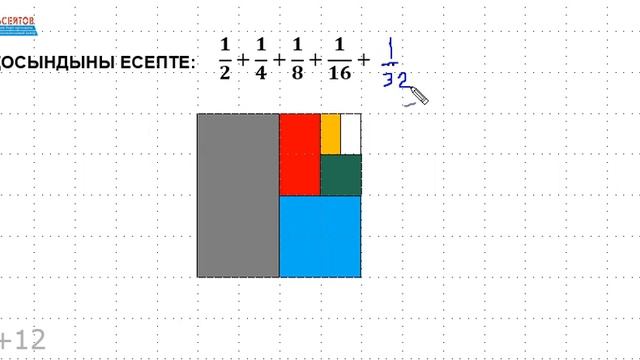 Қосындыны есептеу. Шексіз қосындыны есептеу (1/2)+(1/4)+(1/8)+... | Геометриялық тәсіл | Альсейтов смотреть онлайн