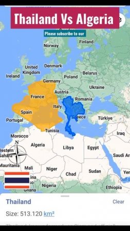 Thailand Vs Algeria land area size comparison #shorts #mapping #comparison #geography