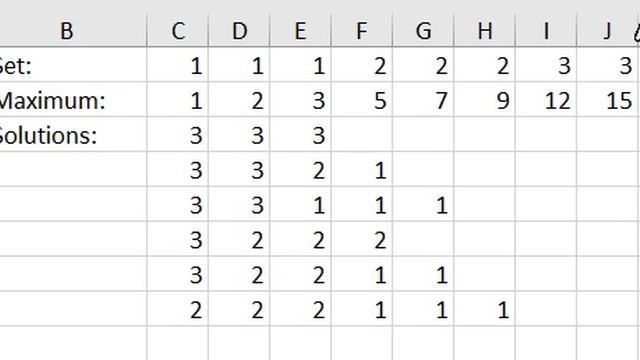 Excel vba solution of subset sum problem