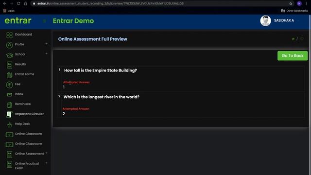 Online Assessment Student Demo - Screen Capture, Minimum Test Submission and OTP