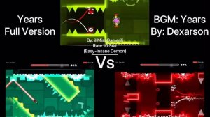 Geometry Dash = Years Full Version (Comparison) (emjoven Vs TheSquareZebra Vs iIiMisaGameriIi)