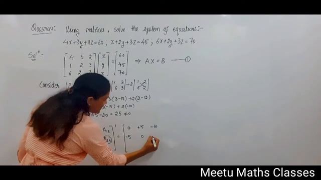 Matrices and Determinants || Using matrices solve : 4x+3y+2z=60 ; x+2y+3z=45 ; 6x+2y+3z=70