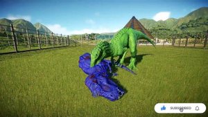 Pink T-Rex vs Mamenchisaurus vs Tropeognathus vs Mammoth Dinosaurs Battle Jurassic World Evolution