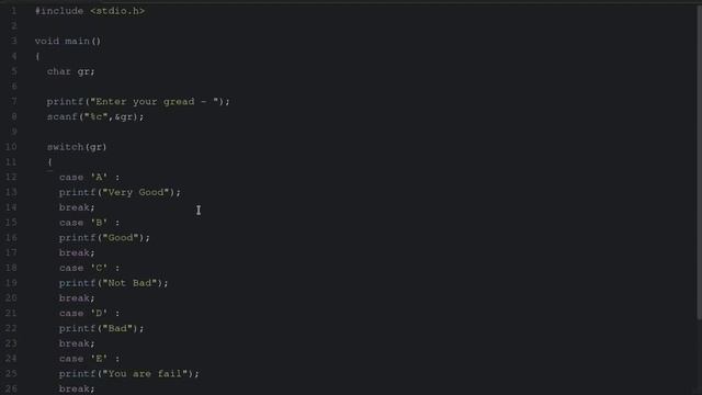 C Beginners Tutorial Video No 10 - Switch Statement