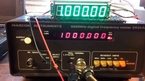 Marconi Instruments 2432A testing a 0.1 - 65MHz PLJ-6LED-A LED Frequency Counter