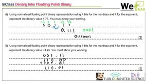 InClass (A Level) - Floating point Exam Questions