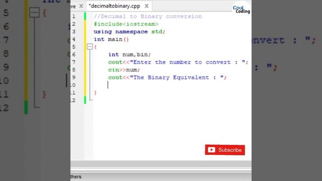 Decimal to Binary Conversation | C++ Program | Cool Coding |