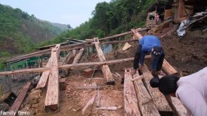 New Wooden House Frame Construction Process | Family Farm
