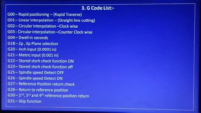 G code list - CNC Turning Programming (part-4)