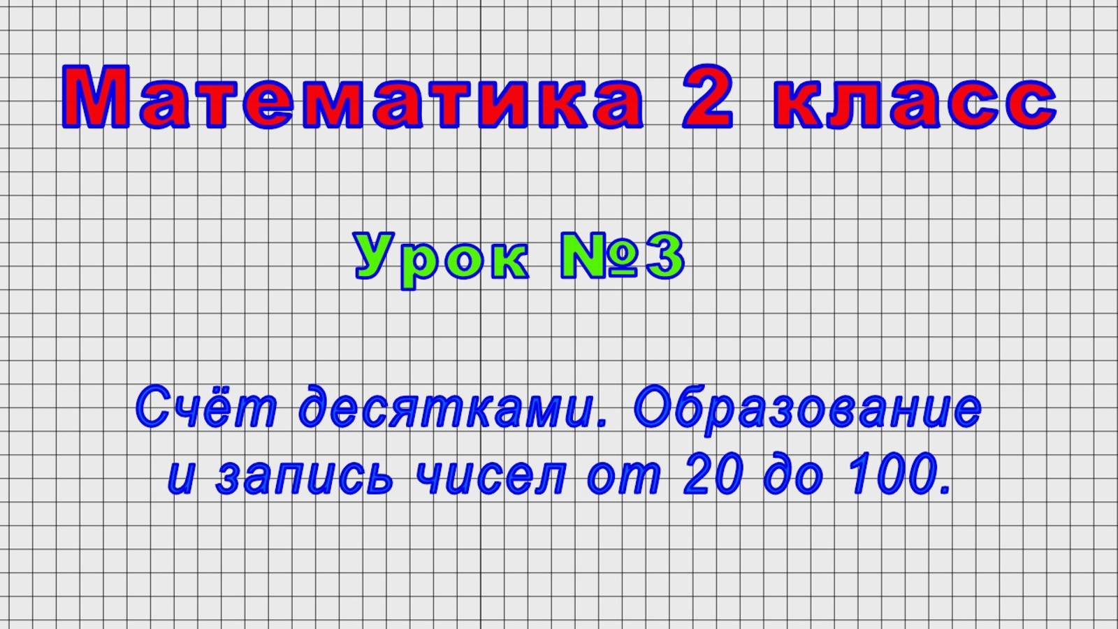 Математика 2 класс (Урок№3 - Счёт десятками. Образование и запись чисел от 20 до 100.)
