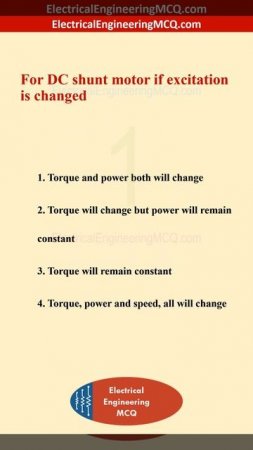 For DC shunt motor if excitation is changed - Electrical Engineering MCQ