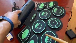 9 Pads Electronic Drum Set, Roll up Portable Drum Kit with Built in Dual Speaker, Great portable re