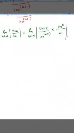 series n!/100^n , convergent or divergent,ratio test,how to determine convergent and divergent