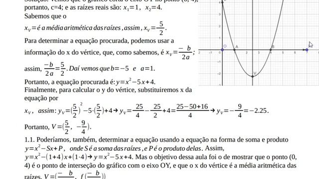 Ensinando matemática. A equação de uma parábola