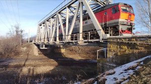 "ПО МОСТУ"Тепловоз ТЭП70-0341 с пассажирским поездом Москва-Волгоград следует по Арчеда-Калинино