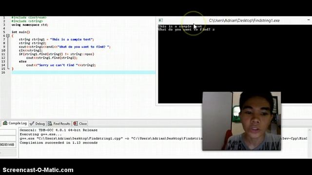 Find String Function (C++)