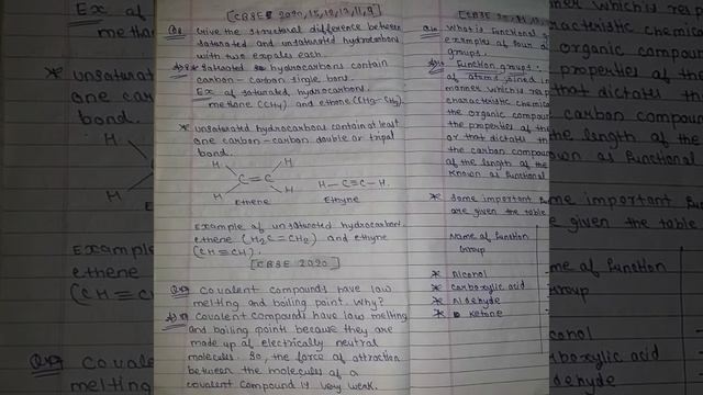 class 10th science chapter 4 carbon and it's compound previousyear questions most important board.