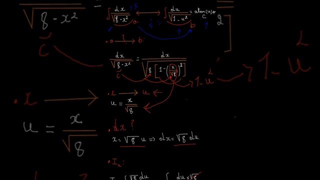 Integral by substitution - Integral( dx/sqrt (8-x^2) смотреть онлайн
