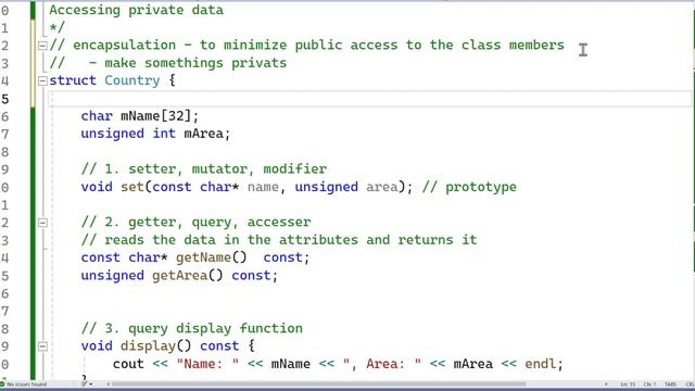 C++: Data privacy, Privacy in struct and class, Accessing private data смотреть онлайн