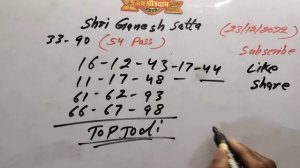 Shri Ganesh Satta Bajar ¦¦ 23-12-2022 ¦¦ Shri Ganesh Satta Result ¦¦ Shri Ganesh Satta King ¦¦