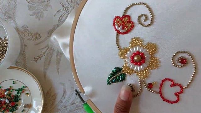 How to make beads Embroidery/beads work/flower beads Embroidery/hand embroidery