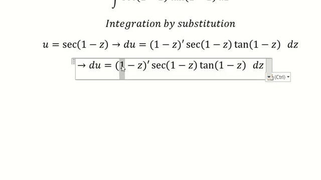 Calculus: Integral ∫ sec(1-z) tan(1-z) dz - ∫ sec(1-x) tan(1-x) dx Integration by substitution смотреть онлайн