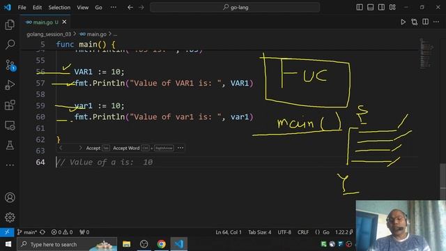 GoLang Session 03 | Operators Arithmetic Conditional Logical, Function Syntax Body Call Invoke usag