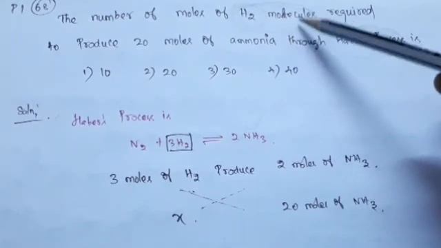 The no of moles of H2 molecules required to produce 20 molecules of NH3 through Habers process!NEE смотреть онлайн