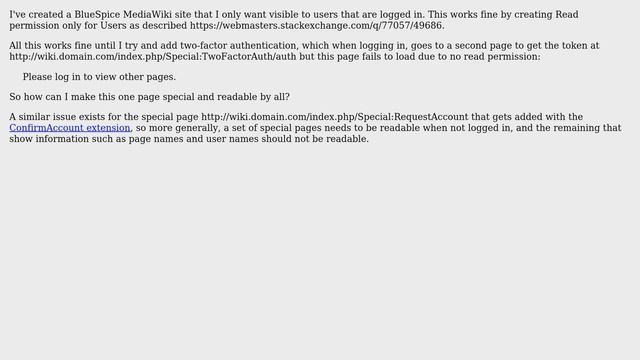 How to allow MediaWiki non-users to only read some wiki pages related login and account creation?