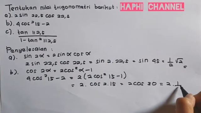 Soal identitas trigonometri sudut rangkap