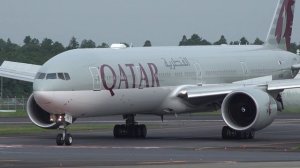 Qatar Airways Boeing 777-300ER A7-BER Landing at NRT 34R