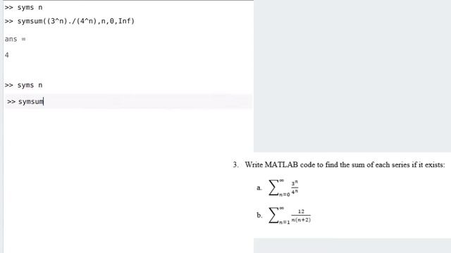 Write MATLAB Code to find the sum of each series