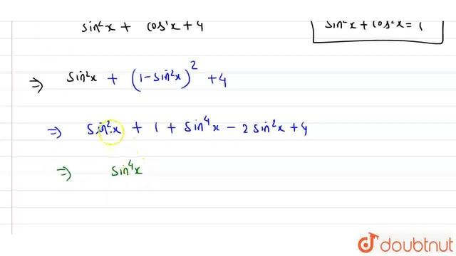 The value of log_((sin^2x+cos^4x+4))(cos^2x+sin^4x+4) is equal to\n | CLASS 11 | NONE | MATHS | ... смотреть онлайн