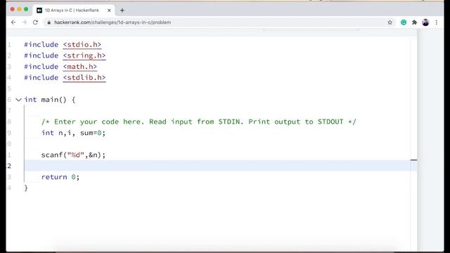 1D ARRAYS IN C | HACKERRANK CHALLENGE SOLUTION( USE OF MALLOC FUNCTION)