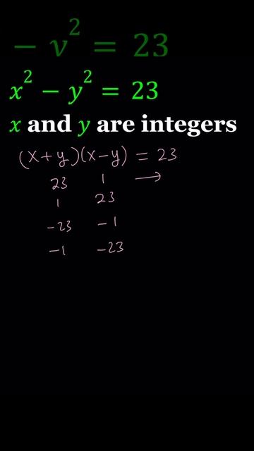 A Diophantine Equation | x^2-y^2=23 смотреть онлайн