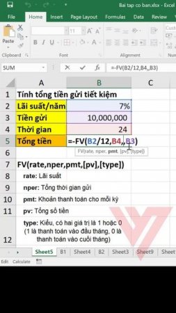 Hướng Dẫn Cách Dùng Hàm FV Gửi Tiết Kiệm Trong Excel Cực Hay - Daotaotinhoc.vn