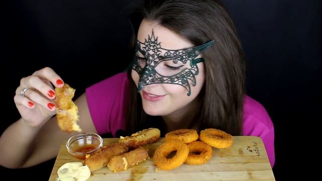 АСМР СЫРНЫЕ палочки и кольца КАЛЬМАРА/ASMR Mukbang Fried CHEESE STICKS & CALAMAR RINGS