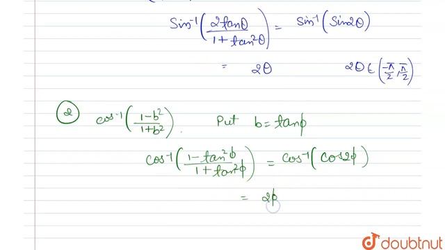 If sin^(-1)((2a)/(1+a^2))-cos^(-1)((1-b^2)/(1+b^2))=tan^(-1)((2x)/(1-x^2))\n, then prove that x=... смотреть онлайн