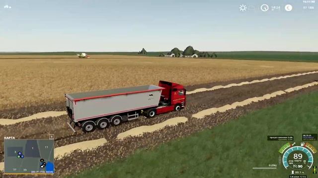 🚜карта СПК Краснооктябрьский🚜🚜Farming Simulator 19🚜путь к 1000.000.000🚜 начало пути работа на КамАЗ смотреть онлайн