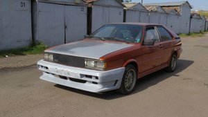 Audi Coupe 1982 г. Переделка и завес тюнингового переднего бампера.
