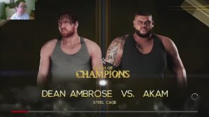 Dean Ambrose vs Akam Steel Cage WWE 2k18