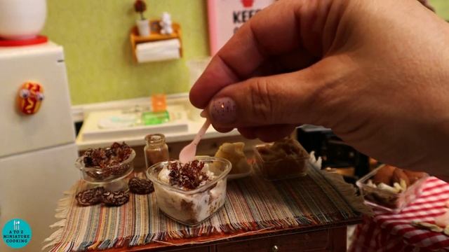 Miniature Cooking Healthy Oatmeal Porridge. Tiny Foods. Dollhouse kitchen. real mini world cook set