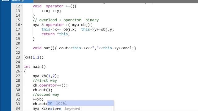 vc21  CPP operator overloading ++ and +