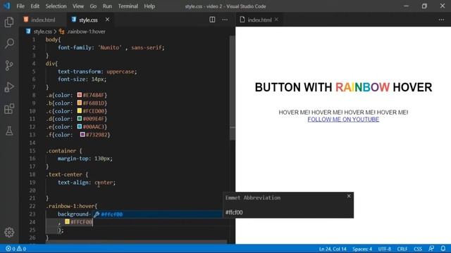 Rainbow Animated Button Hover Effects Using HTML & CSS  !