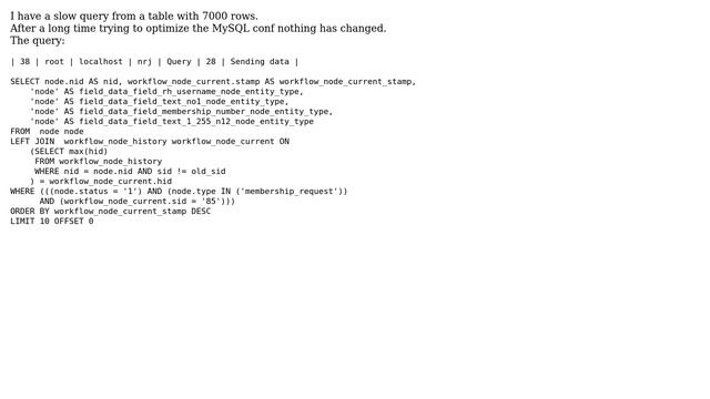 Slow SELECT in Drupal CMS