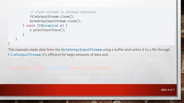 How to Write a ByteArrayInputStream to a File in Java