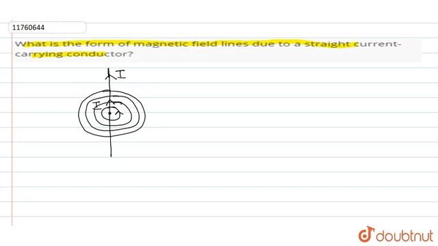 What is the form of magnetic field lines due to a straight current-carrying conductor? смотреть онлайн